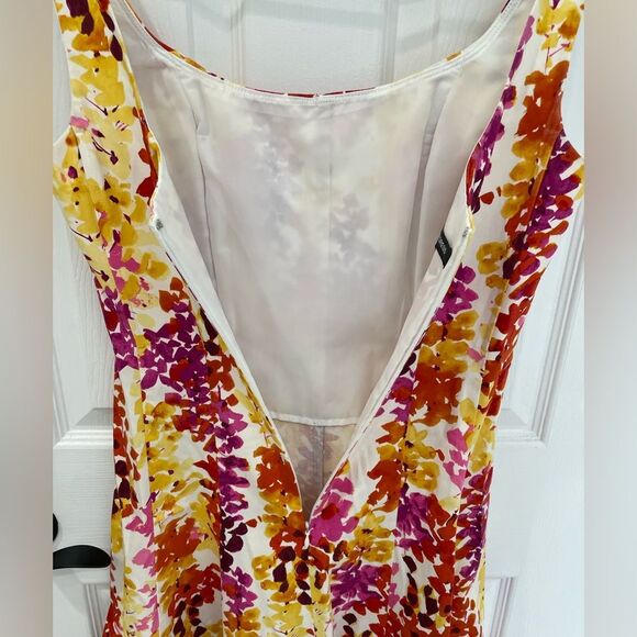 Jones Wear Dress Yellow Pink Red Structured A Line 2000s Floral Womens Size 4 - Picture 3 of 6